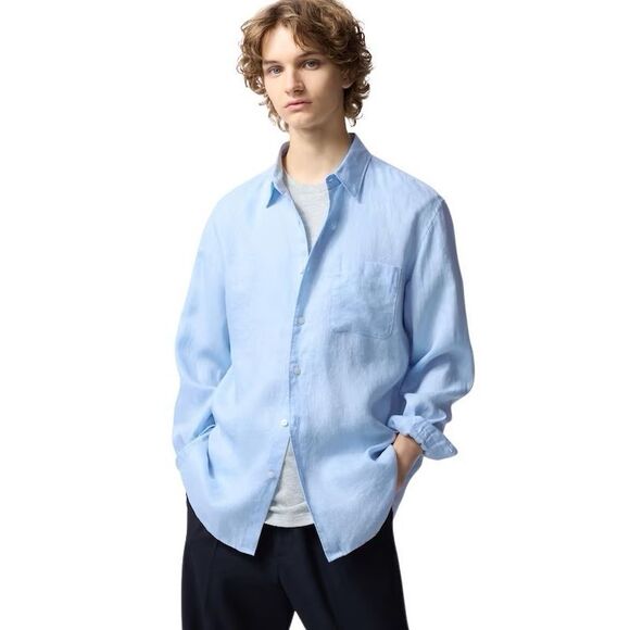 Uniqlo Men’s Linen Shirt sz XL Premium Casual Button Down #G61 - Picture 1 of 8